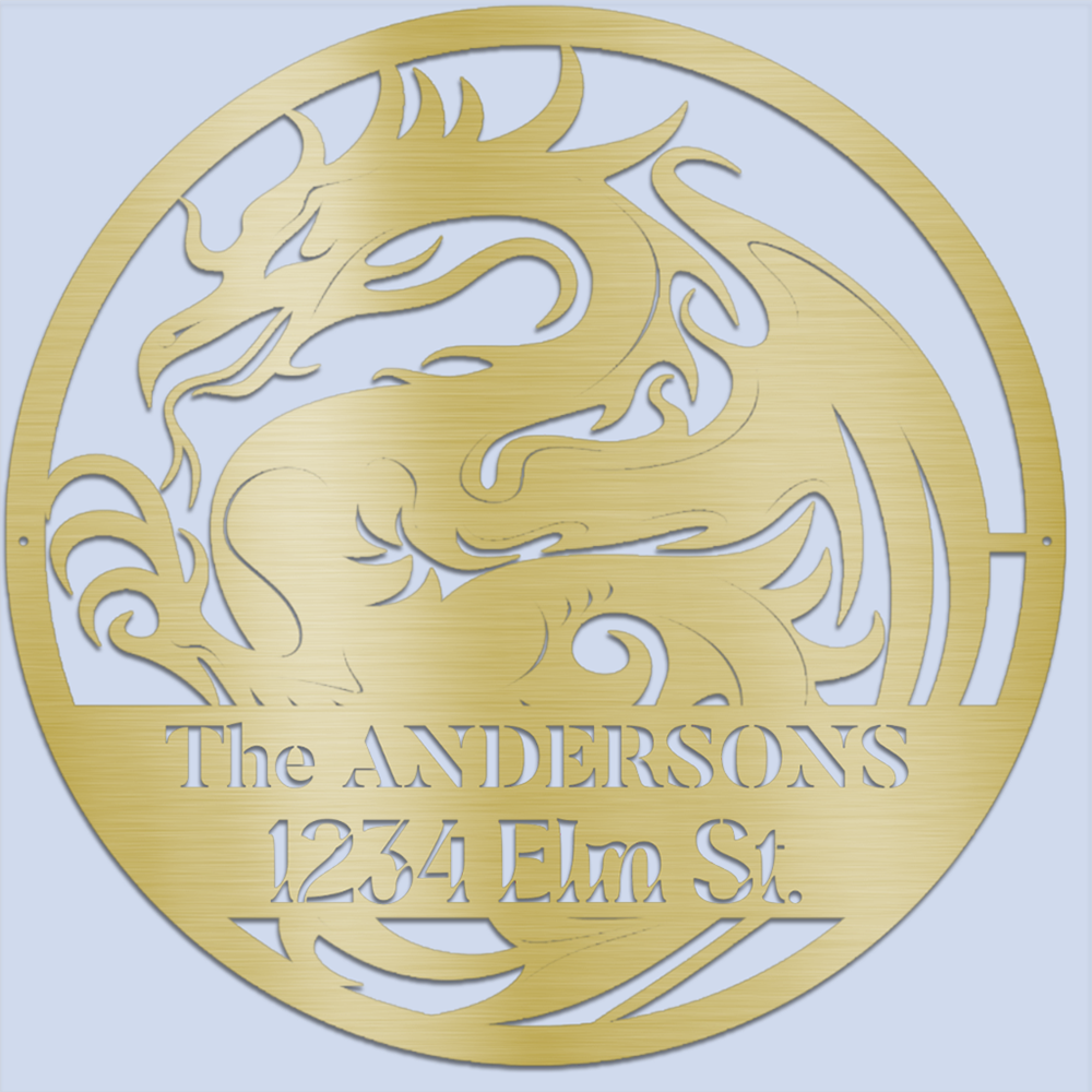 Dragon's Grace - Personalized Die-Cut Metal Address Sign