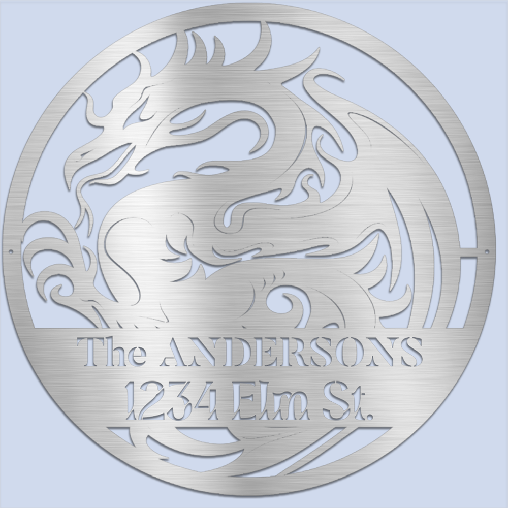 Dragon's Grace - Personalized Die-Cut Metal Address Sign