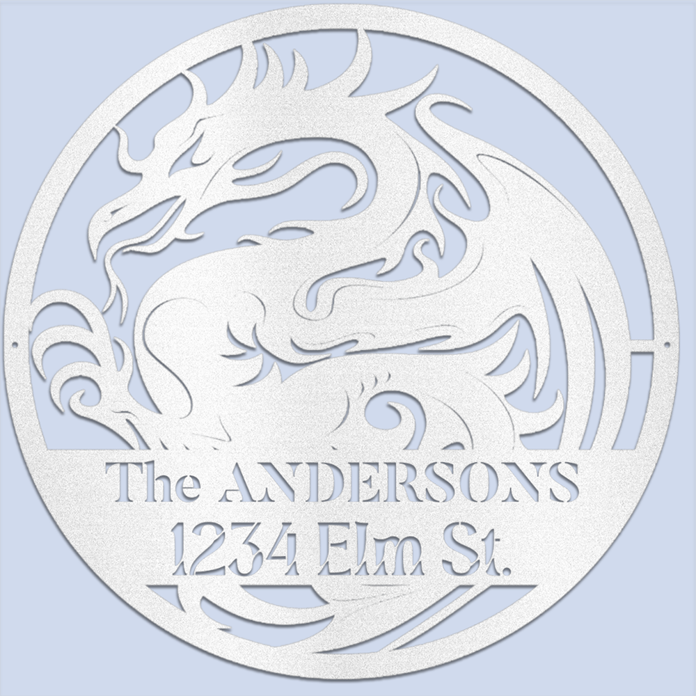 Dragon's Grace - Personalized Die-Cut Metal Address Sign